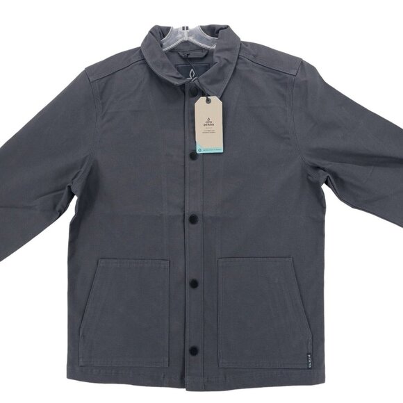 NWT PRANA Westside Jacket Charcoal Gray Canvas Organic Snap Men's Size MEDIUM - Picture 2 of 7